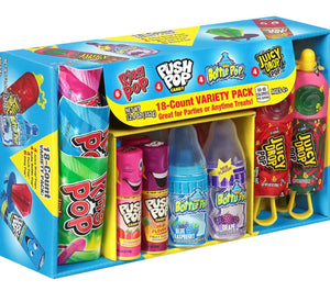 Candy Variety Pack - 18 Count Assorted Lollipops - Ring Pop, Push Pop, Baby Bottle Pop & Juicy Drop