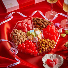 Load image into Gallery viewer, Valentines Mixed Nuts &amp; Heart Candy Gift Basket in Red Gold Box (7 Assortments, 1 LB)
