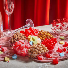 Load image into Gallery viewer, Valentines Mixed Nuts &amp; Heart Candy Gift Basket in Red Gold Box (7 Assortments, 1 LB)
