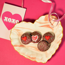 Load image into Gallery viewer, I LOVE YOU Red Valentine Chocolate Dipped Sandwich Cookies
