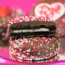 Load image into Gallery viewer, I LOVE YOU Red Valentine Chocolate Dipped Sandwich Cookies
