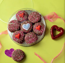 Load image into Gallery viewer, I LOVE YOU Red Valentine Chocolate Dipped Sandwich Cookies
