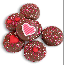 Load image into Gallery viewer, I LOVE YOU Red Valentine Chocolate Dipped Sandwich Cookies
