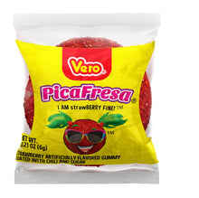 Load image into Gallery viewer, Dulces Vero Picafresa Strawberry Gummies with Chili Pepper Powder, 0.21 oz, 30 Count Bag
