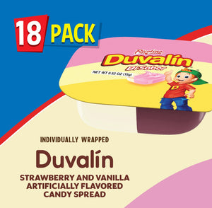 Ricolino Duvalin Strawberry and Vanilla Candy Spread, 18 Count Box