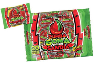 Zumba Pica Goma Sandia Gummy Candy, Mexican Tamarind and Watermelon Candy, 20 Ct