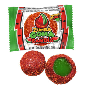 Zumba Pica Goma Sandia Gummy Candy, Mexican Tamarind and Watermelon Candy, 20 Ct