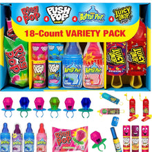 Load image into Gallery viewer, Candy Variety Pack - 18 Count Assorted Lollipops - Ring Pop, Push Pop, Baby Bottle Pop &amp; Juicy Drop
