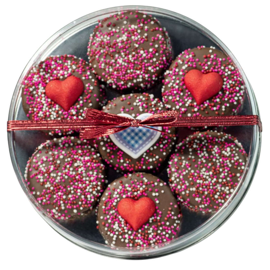 I LOVE YOU Red Valentine Chocolate Dipped Sandwich Cookies